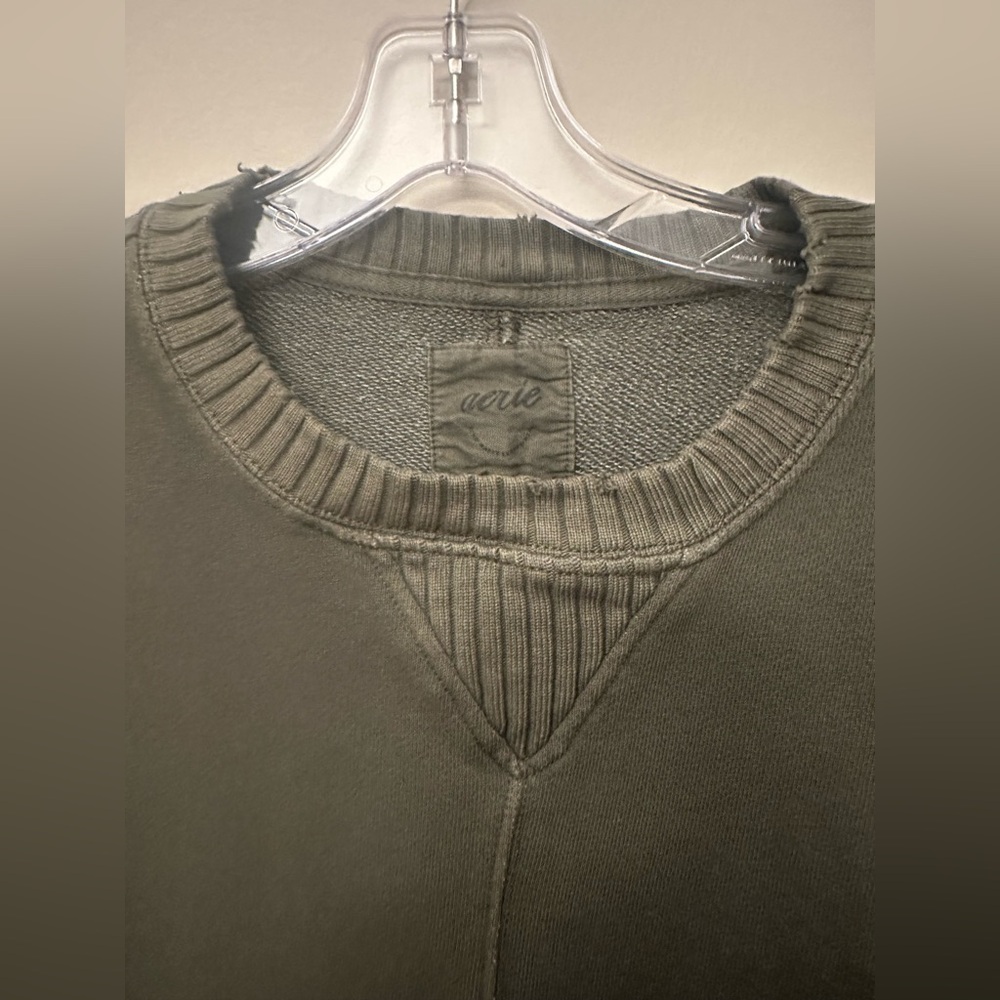Aerie Olive Green Oversized Seam Detail Crewneck Sweatshirt Medium - Picture 2 of 4